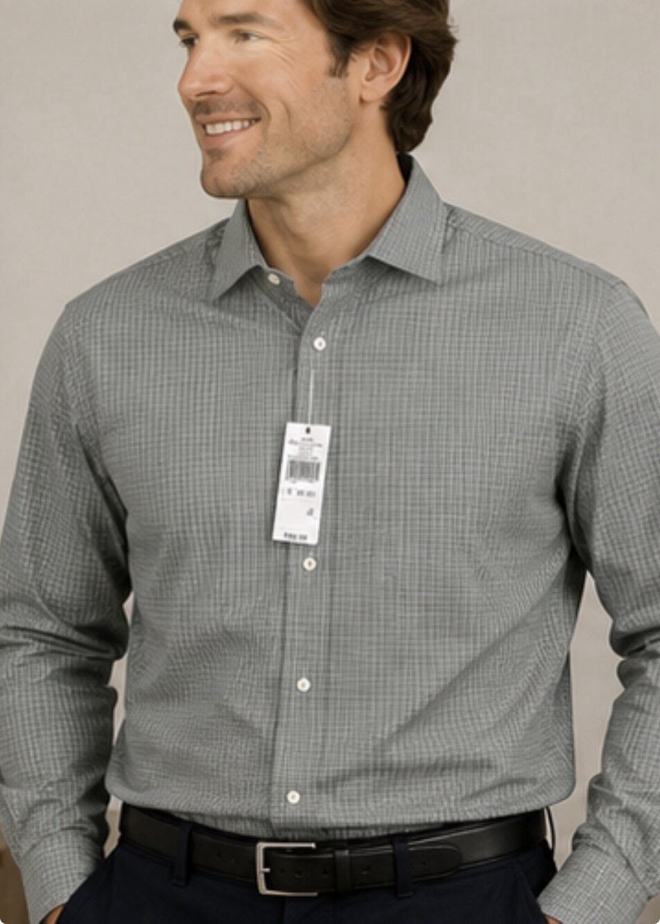 Michael Kors Men’s XL 17 34/35 Olive Plaid Slim Fit Dress Shirt NWT $75
